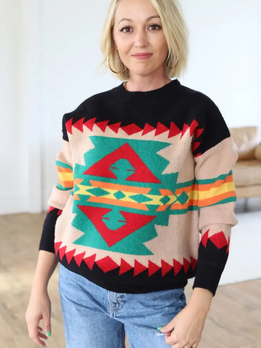 Black Aztec Sweater