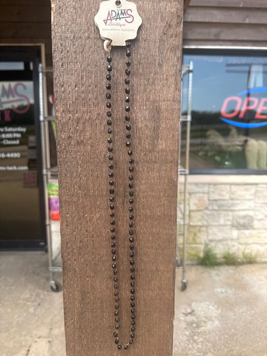 Long Crystal Necklace Jet Black