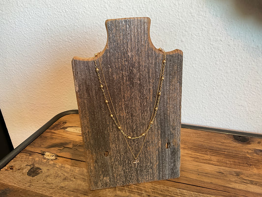 Two Strand Gold Cross Necklace