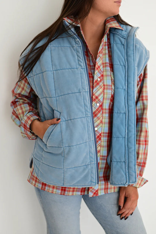 CHAMBRAY QUILTED VEST