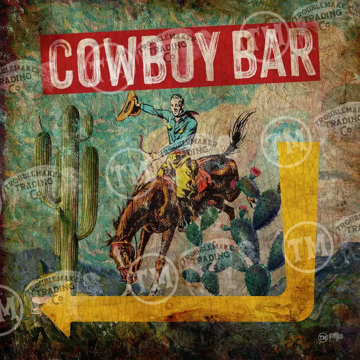 Cowboy Bar Square Canvas