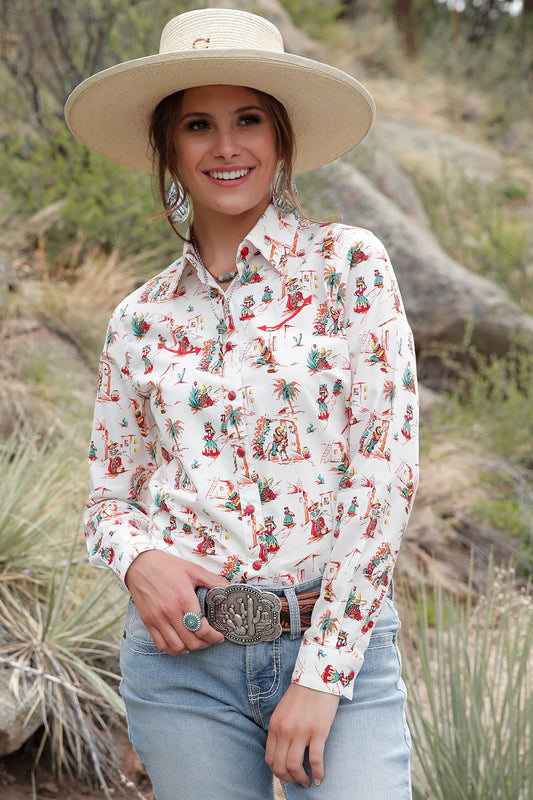 CRUEL GIRL L/S WESTERN HAWAIIAN SHIRT