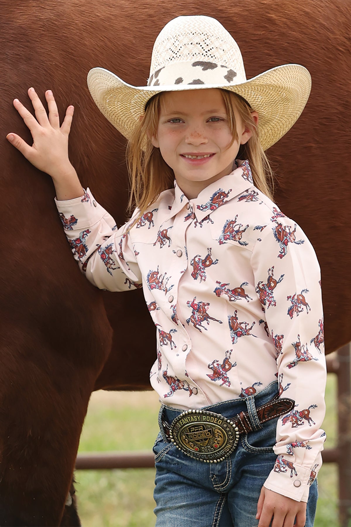 Cruel Girl L/S Rodeo Print Pink Shirt