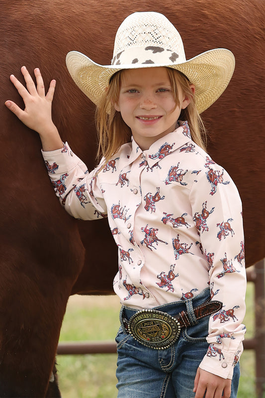 Cruel Girl L/S Rodeo Print Pink Shirt