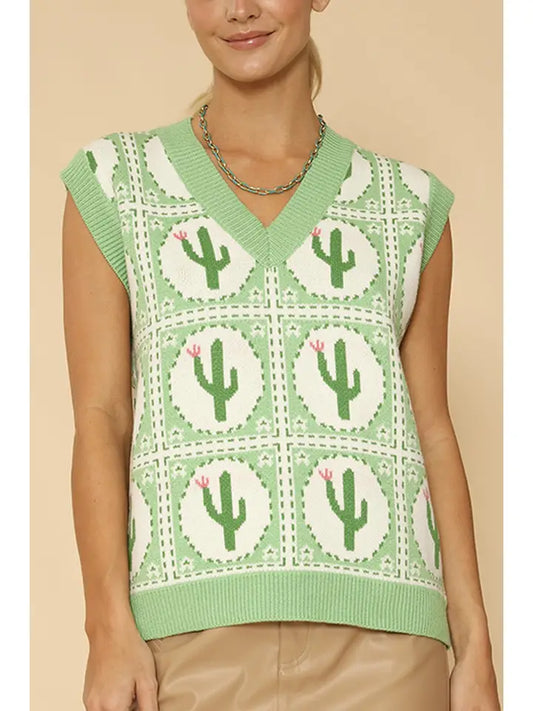 Cactus Tiled Sweater Vest