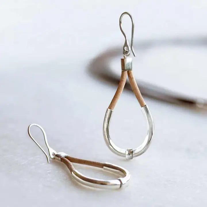 Calista - Sterling Silver Bosal Horseshoe Earring On Natural Leather