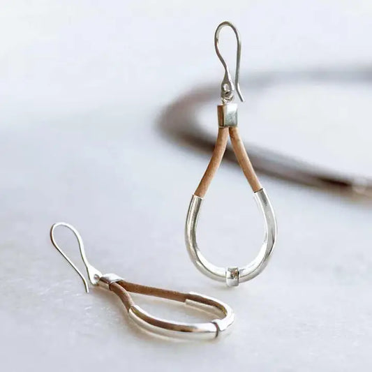 Calista - Sterling Silver Bosal Horseshoe Earring On Natural Leather