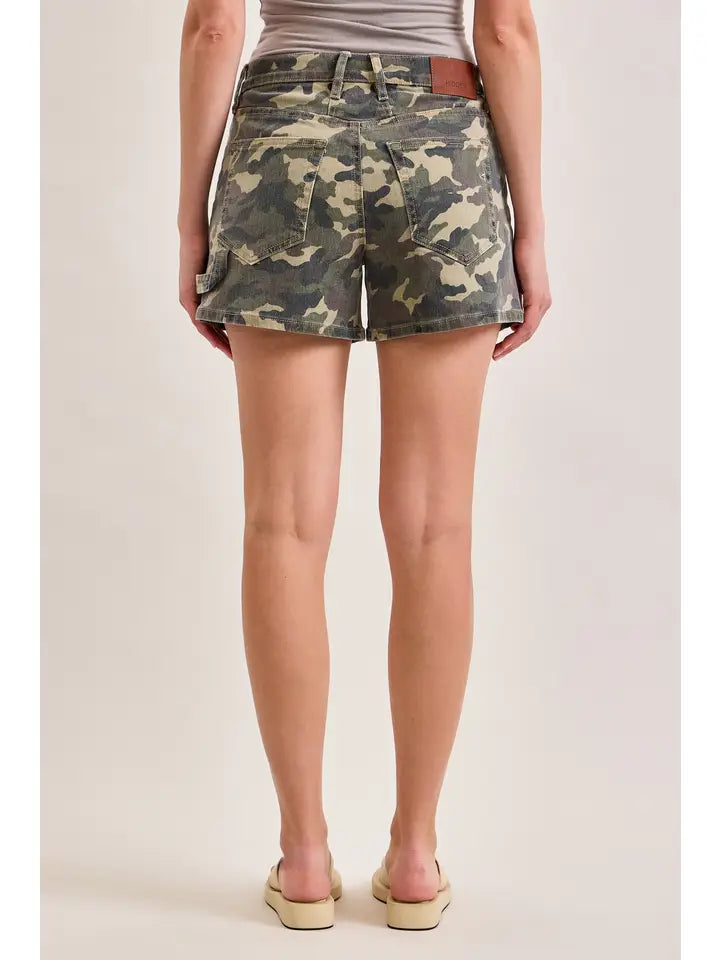 Camo Stretch Clean Mid Rise Dad Shorts