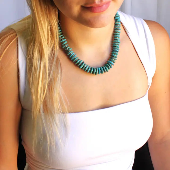 Canyon Water Turquoise Necklace, Handmade, Women-Owned 16"