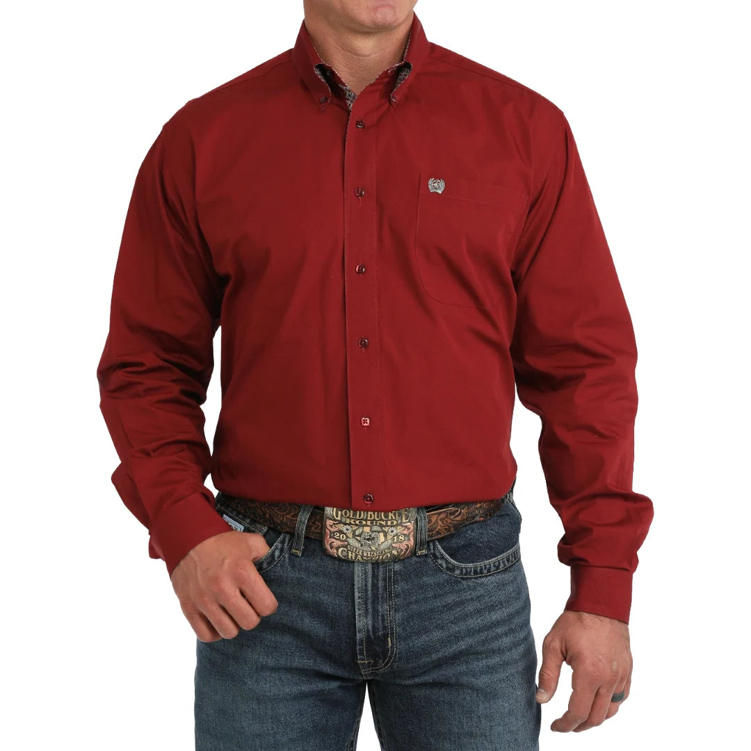Cinch Men's Solid Burgundy Button Down Shirt