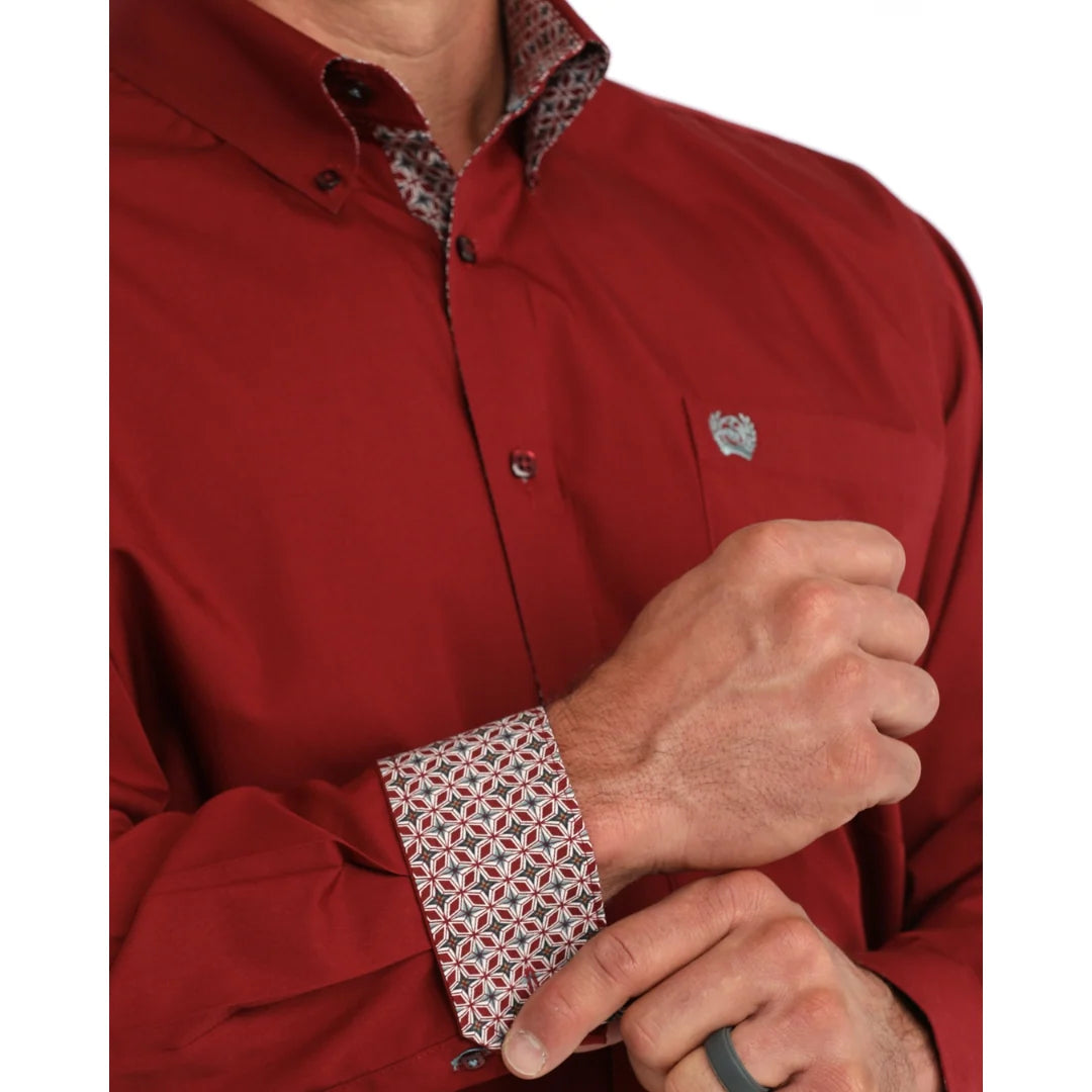Cinch Men's Solid Burgundy Button Down Shirt