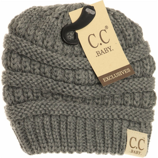 BABY SOLID BEANIE LIGHT GREY