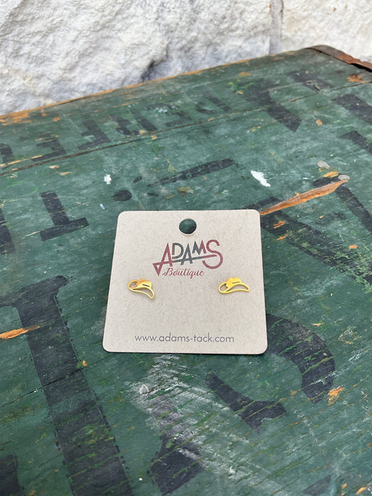 Gold Cowboy Hat Stud Earring
