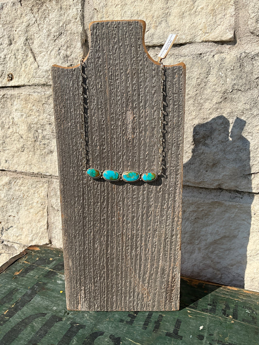 Rena Begay Turquoise & Sterling Silver 4 Stone Bar Necklace