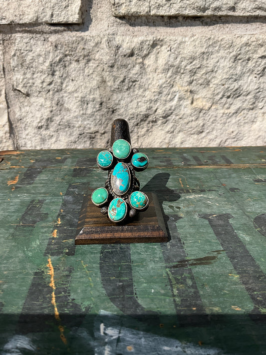 Large Multi Stone Turquoise Ring