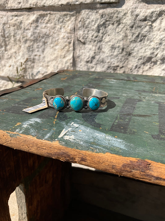 Turquoise 3 Stone Cuff
