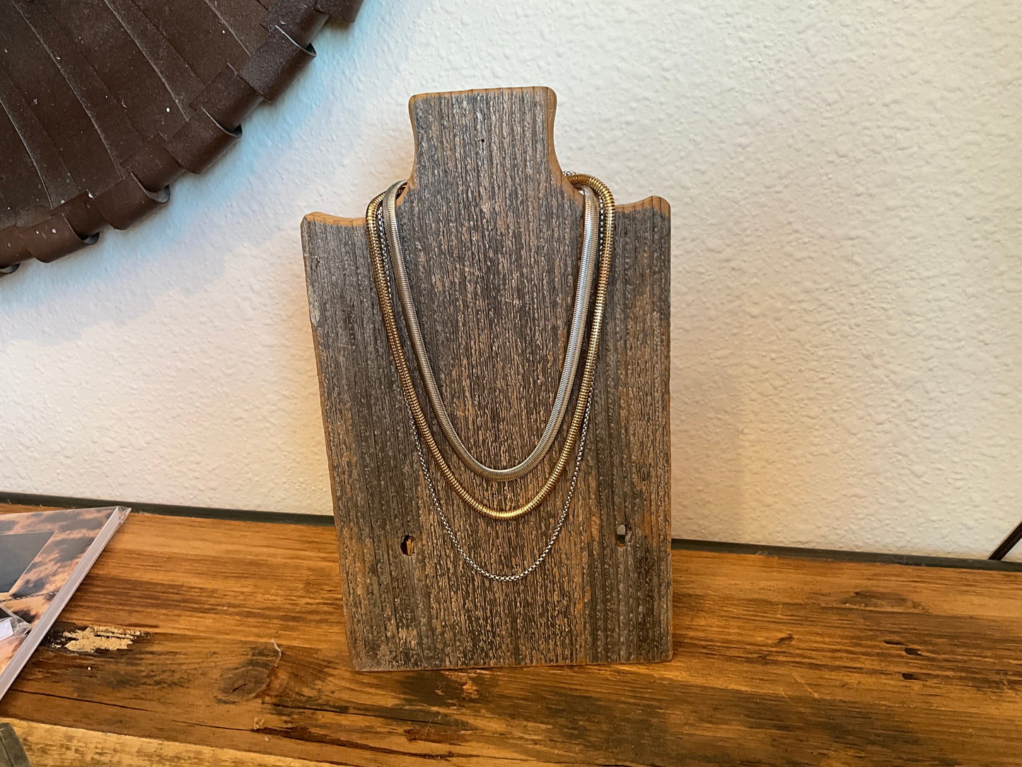 Three Strand Mix Metal Necklace