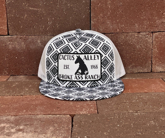 "Donkey" -Black/White Aztec, Snapback Cap