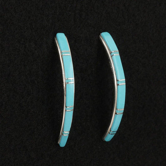 Terrance Panteah Turquoise & Sterling Silver Earrings 1 3/4"