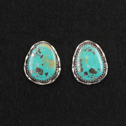 Ernest Hawthorne Turquoise & Sterling Silver Earrings 7/8"