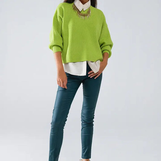 Dark Green Faux Leather Super Skinny Pants