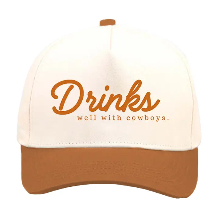 Drinks Well with Cowboys Canvas Cap