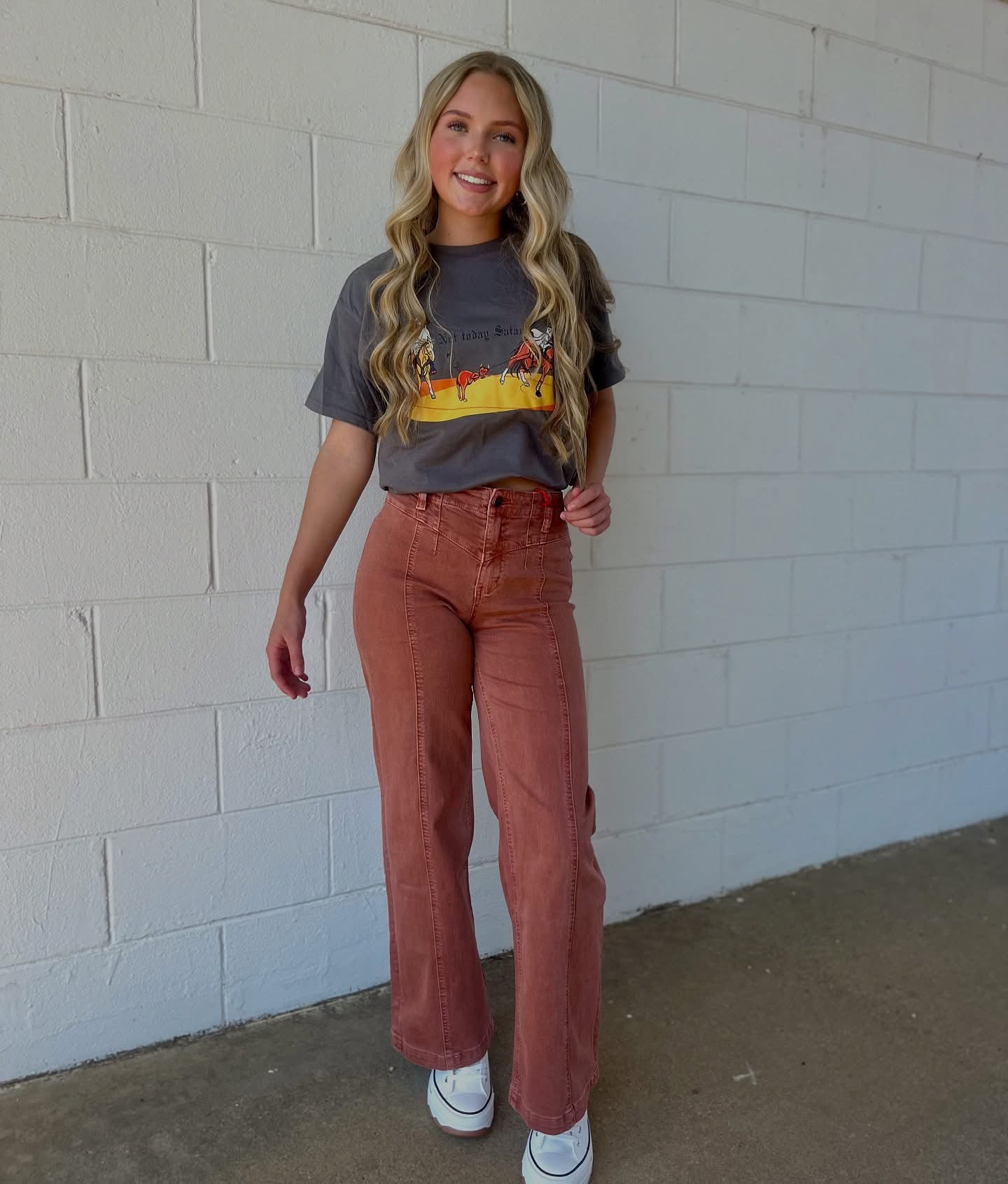 Vintage Seam Wide Denim Rust