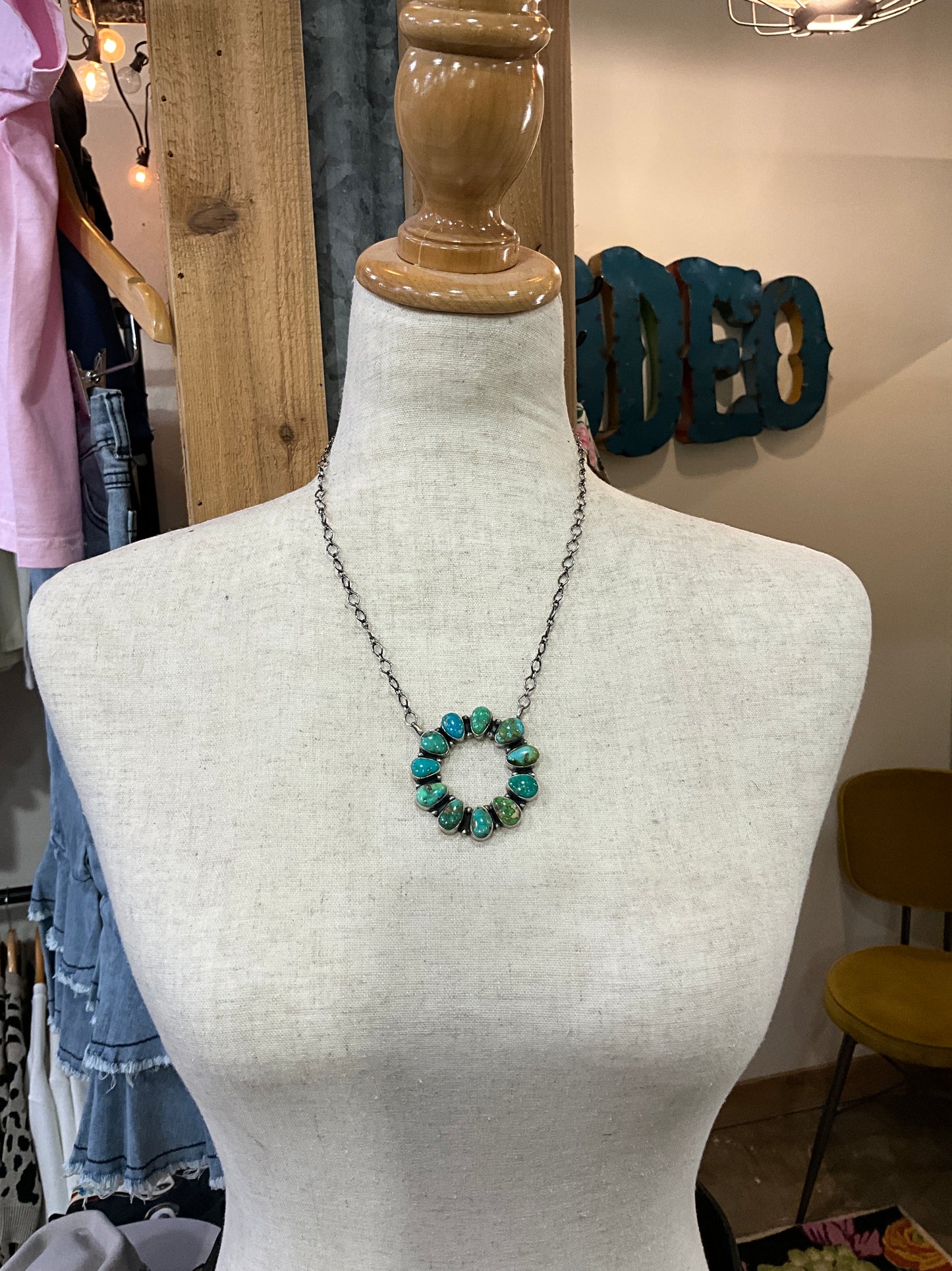 Turq Round Multi Stone Necklace