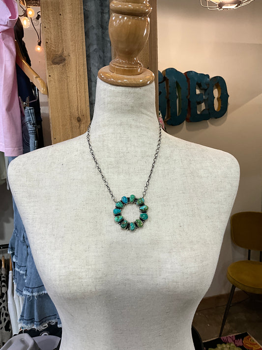 Turq Round Multi Stone Necklace