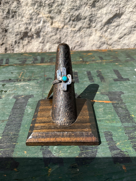 Fat Saguaro Cactus W/ Turquoise Ring