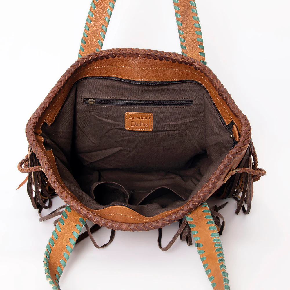 Leather Fringe Cheetah Strap Hangbag