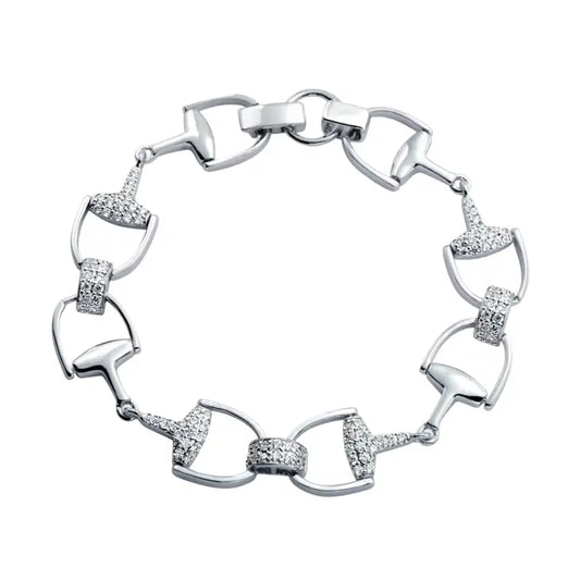 Equestrian Snaffle Bit Pave Sterling Silver Bracelet