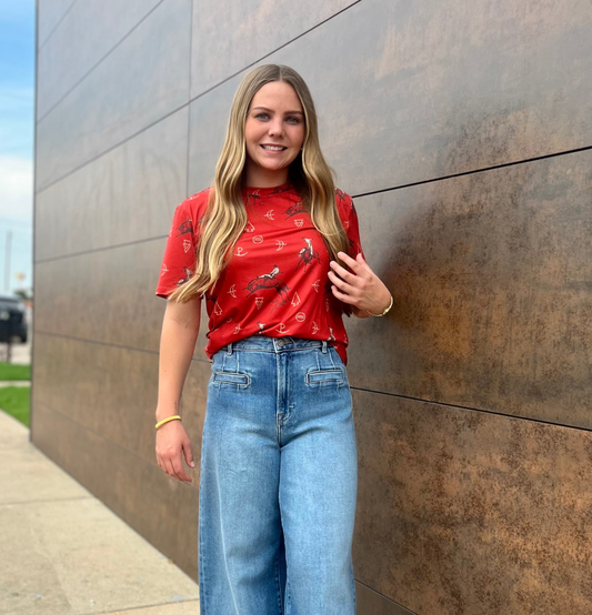 Womens Cinch S/S Red Western Top