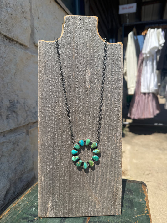 Turq Round Multi Stone Necklace