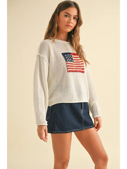 Flag Knitted Sweater Top