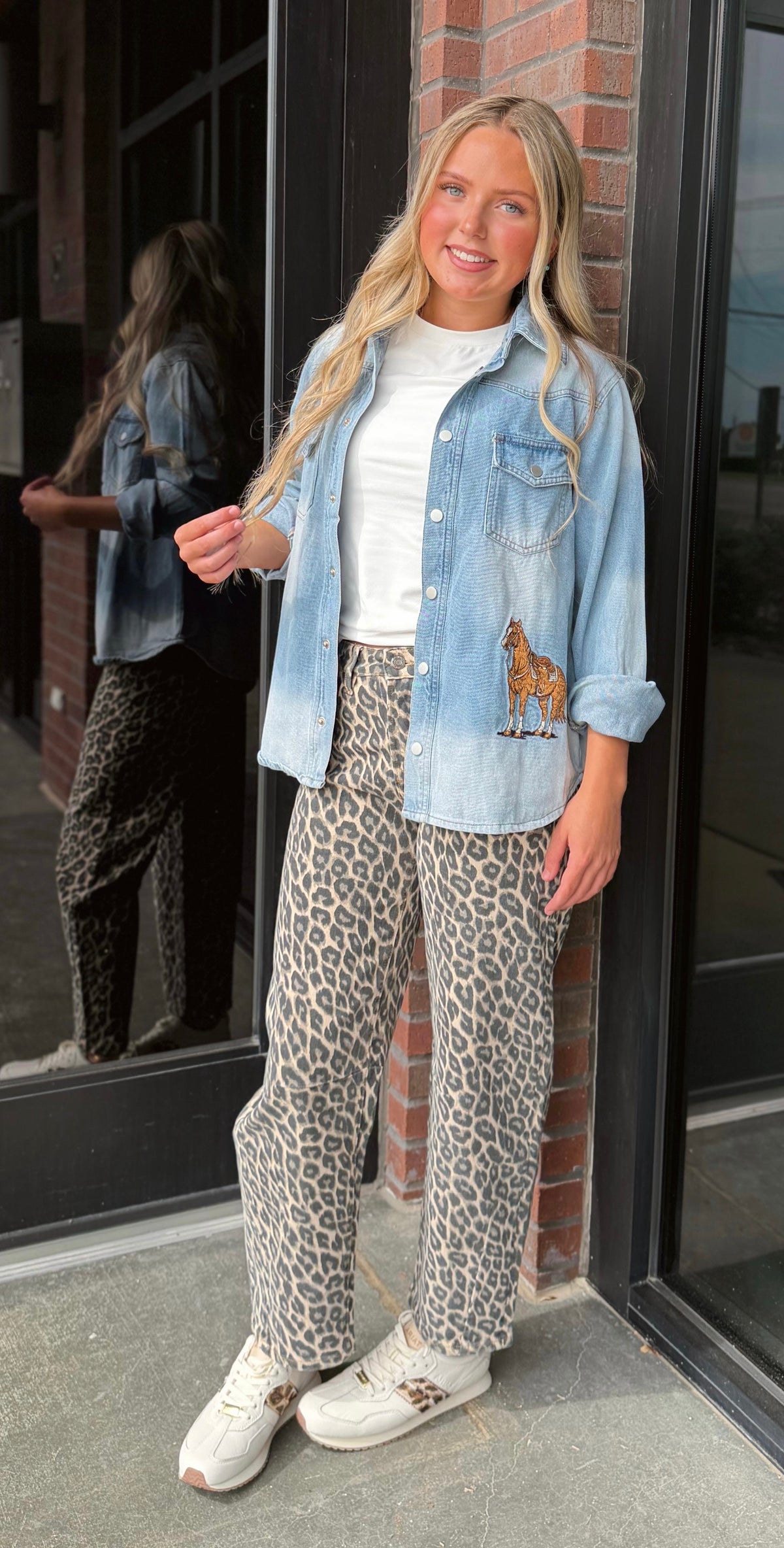Mineral Washed Horse Embroidered Jacket
