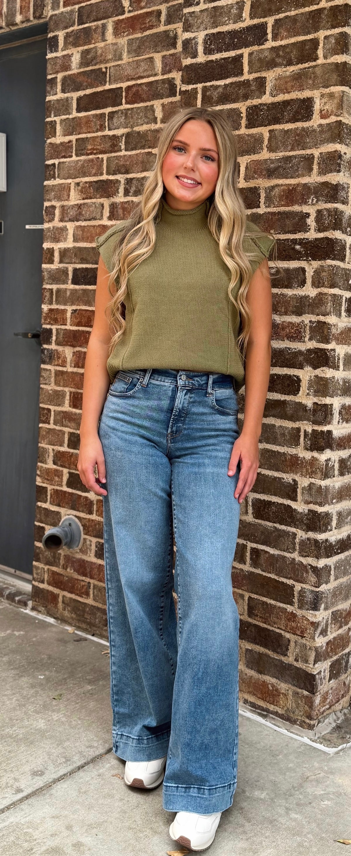 Mock Neck Exposed Seam Knit Top