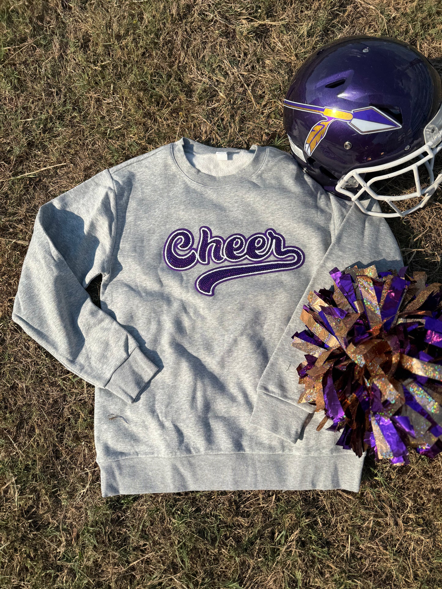 Sequin Cheer Sweatshirt Purple