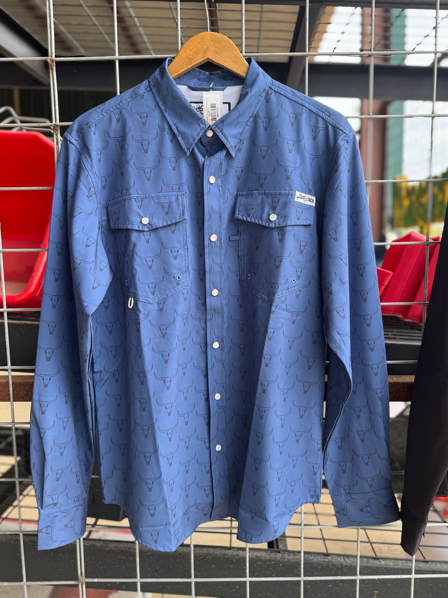 Adams Tack Blue Steer Head L/S Fishing Shirt
