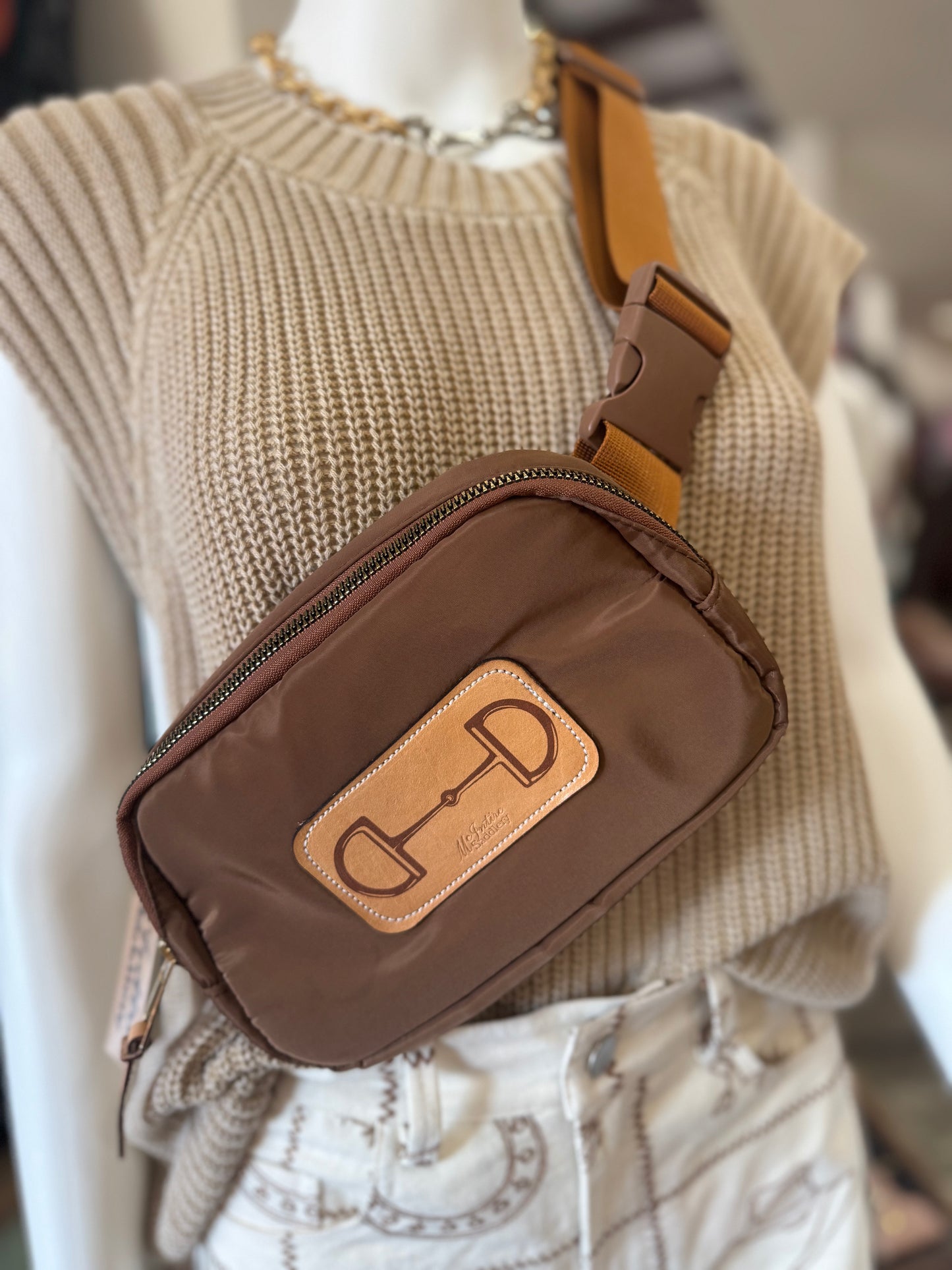 Camel Belt Bag W/ Snaffle Bit Patch