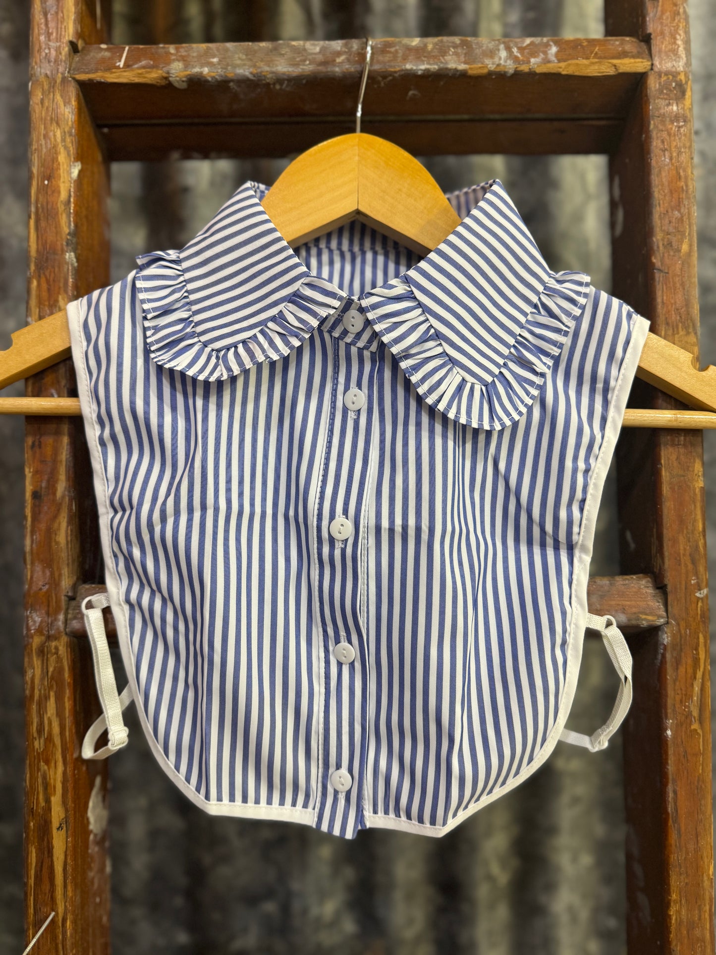 Blue Stripe Ruffle Collar Dickie