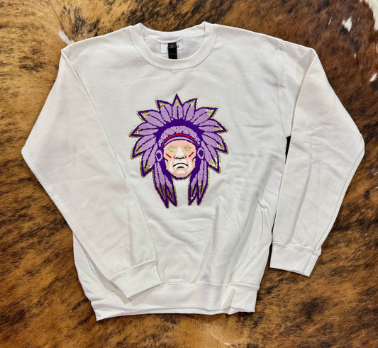 White Sweatshirt With Indian Applique