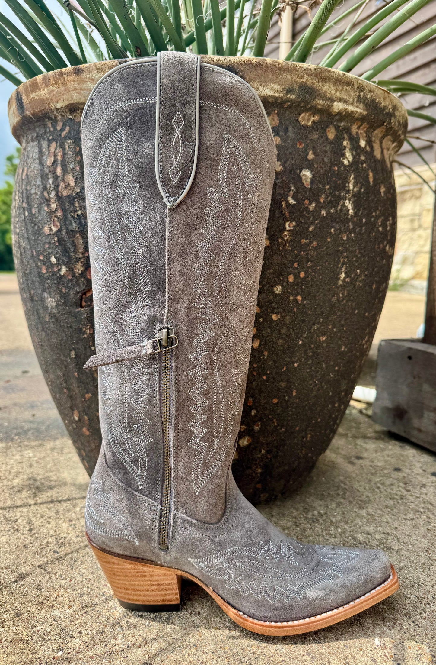 Casanova X Toe Western Boot Ash Gray Suede