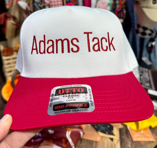 Vintage Trucker Snapback Hat Red/Wht Adams Tack