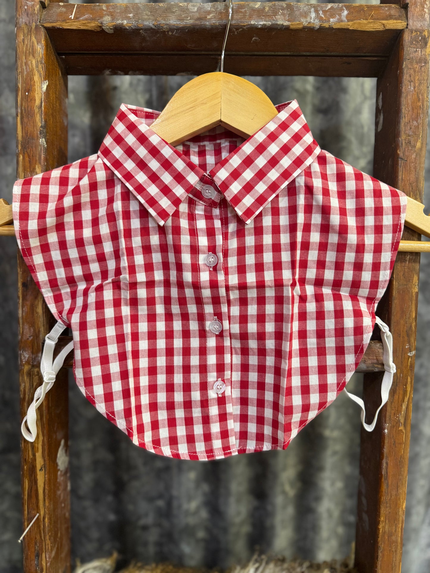 Red Checkered Dickie Collar