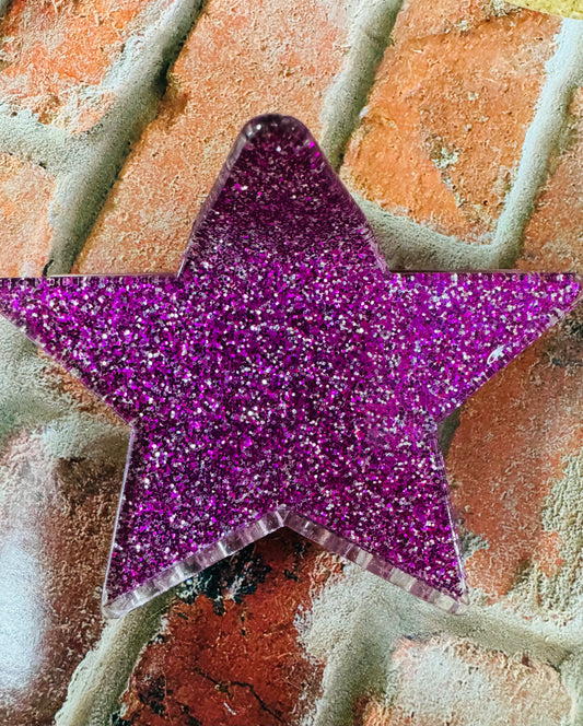 Purple Glitter Star Hair Claw