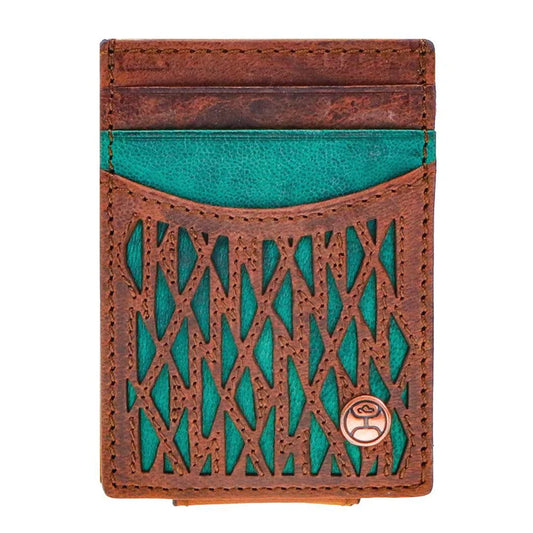 "Chapawee" Hooey Money Clip Brown/Turquoise w/Aztec