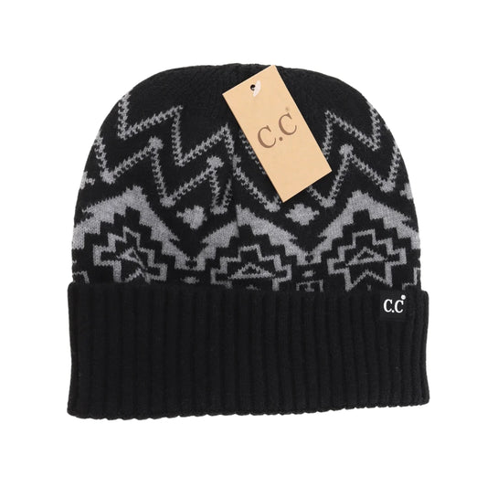 Unisex Cuffed Southwestern Print C.C Beanie