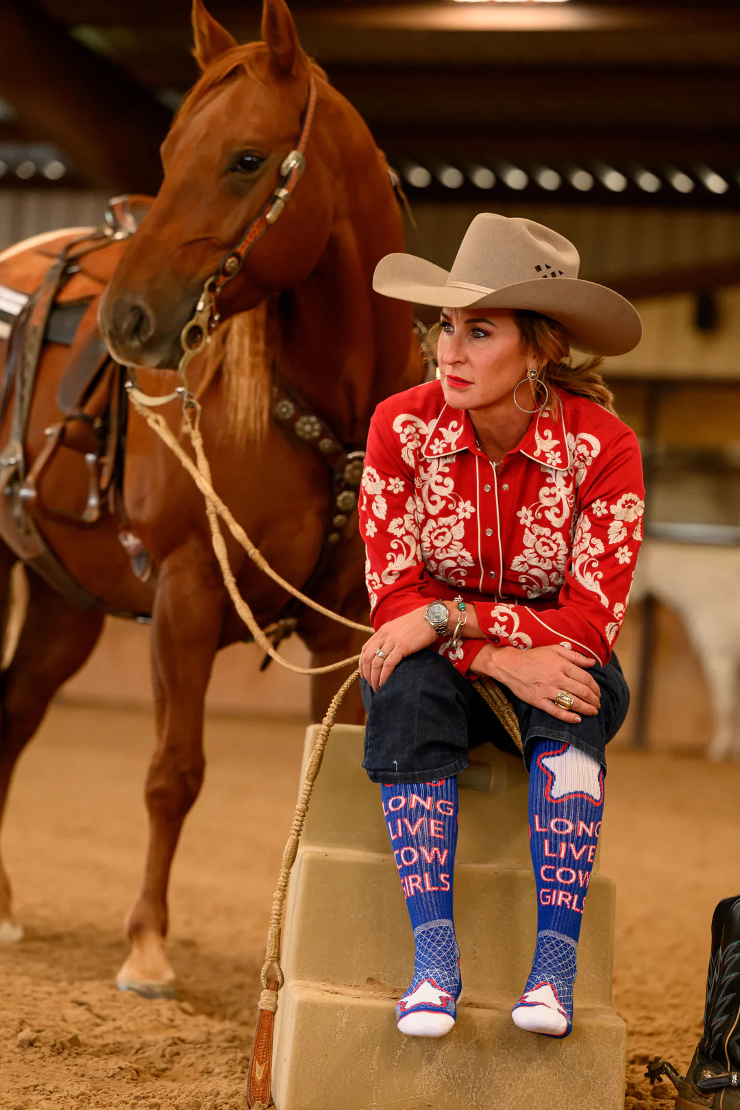 Long Live Cowgirls Red/Blue Performance Socks