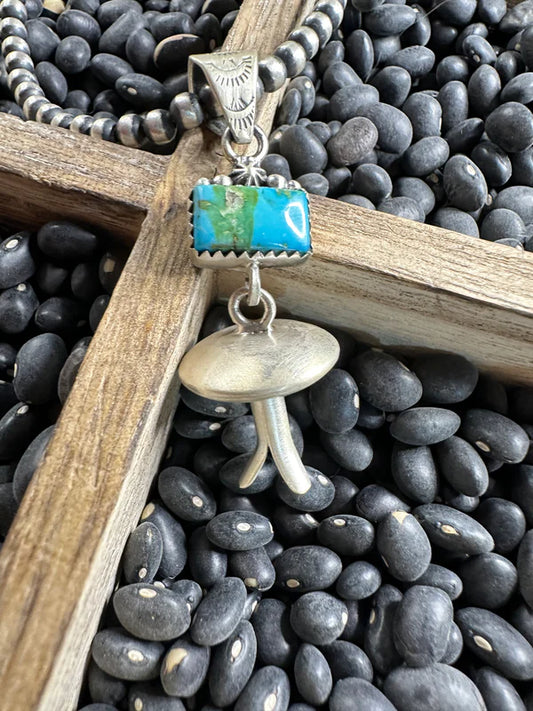 Handmade Sterling Silver Sonoran Mountain Turquoise Blossom Pendant